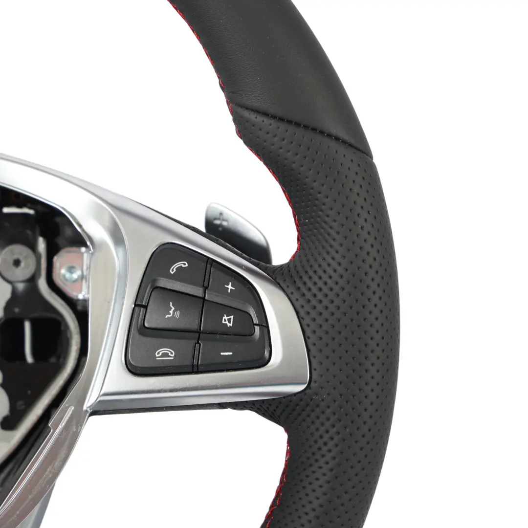 Mercedes W205 C253 AMG Volante NUOVO Pelle Nera Cuciture Rosse Paddle - SKU A0004603803-4 - Numero di parte A0004603803