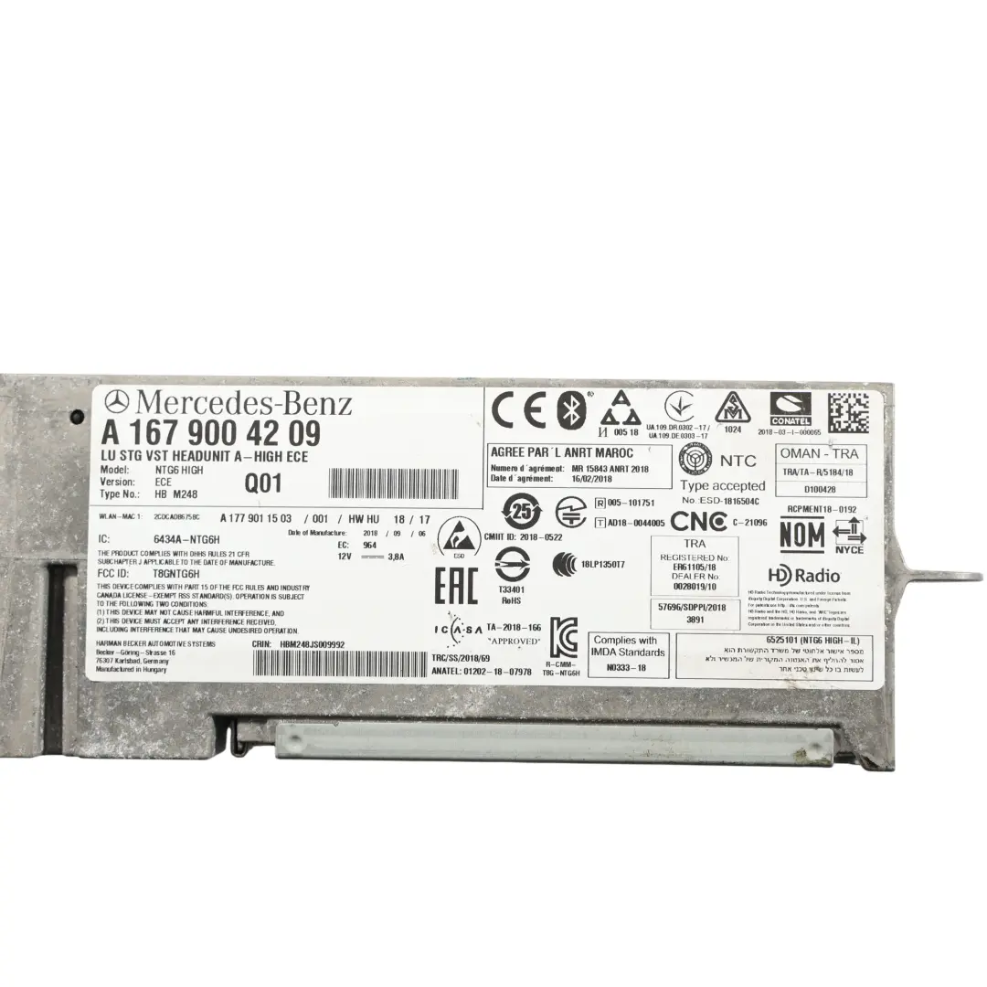 Unité Centrale Lecteur Média Audio Radio Contrôleur pour Mercedes W177 à propos du numéro de pièce A1679004209 Mercedes W177 Unité Centrale Lecteur Média Audio Radio Contrôleur - SKU A1679004209 - Numéro de pièce A1679004209