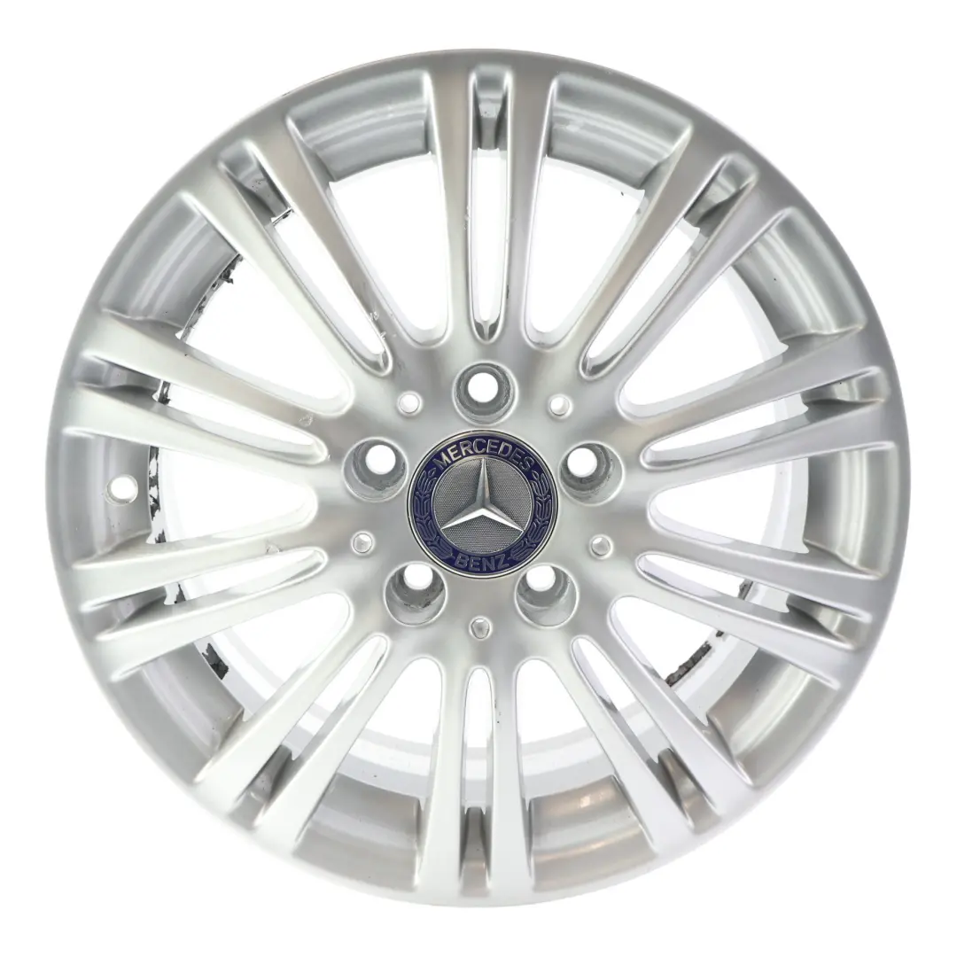 Silberne Leichtmetallfelge 16" 6J ET:46 für Mercedes W169 mit Teilenummer A1694012102 Mercedes W169 Silberne Leichtmetallfelge 16" 6J ET:46 - SKU A1694012102-1 - Teilenummer A1694012102