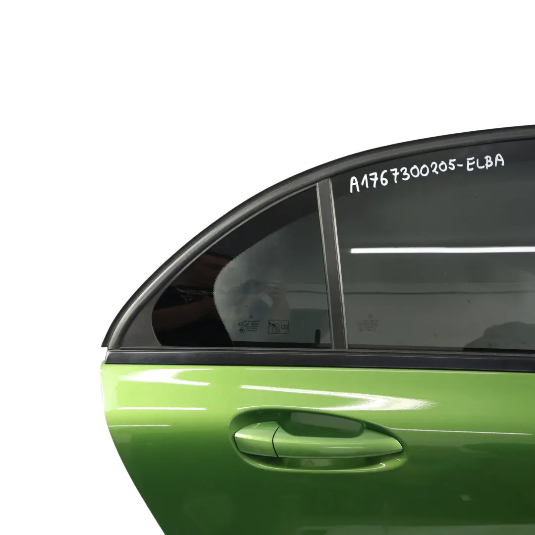 Drzwi Prawe Tylne Elbaite Green Zielony Metalik - 175 do Mercedes W176 o numerze A1767300205 Mercedes W176 Drzwi Prawe Tylne Elbaite Green Zielony Metalik - 175 - SKU A1767300205-ELBA - Numer Części A1767300205