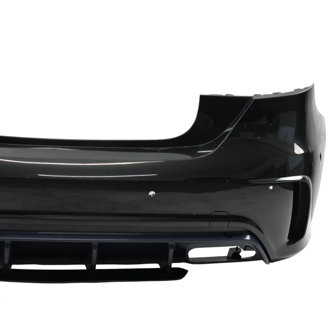 Bumper Trim Panel AMG Covering Calcite Kosmos Black 191 to Mercedes W176 Rear with Part number A1768800201 Mercedes W176 Rear Bumper Trim Panel AMG Covering Calcite Kosmos Black 191 - SKU A1768800201-KB - Part number A1768800201