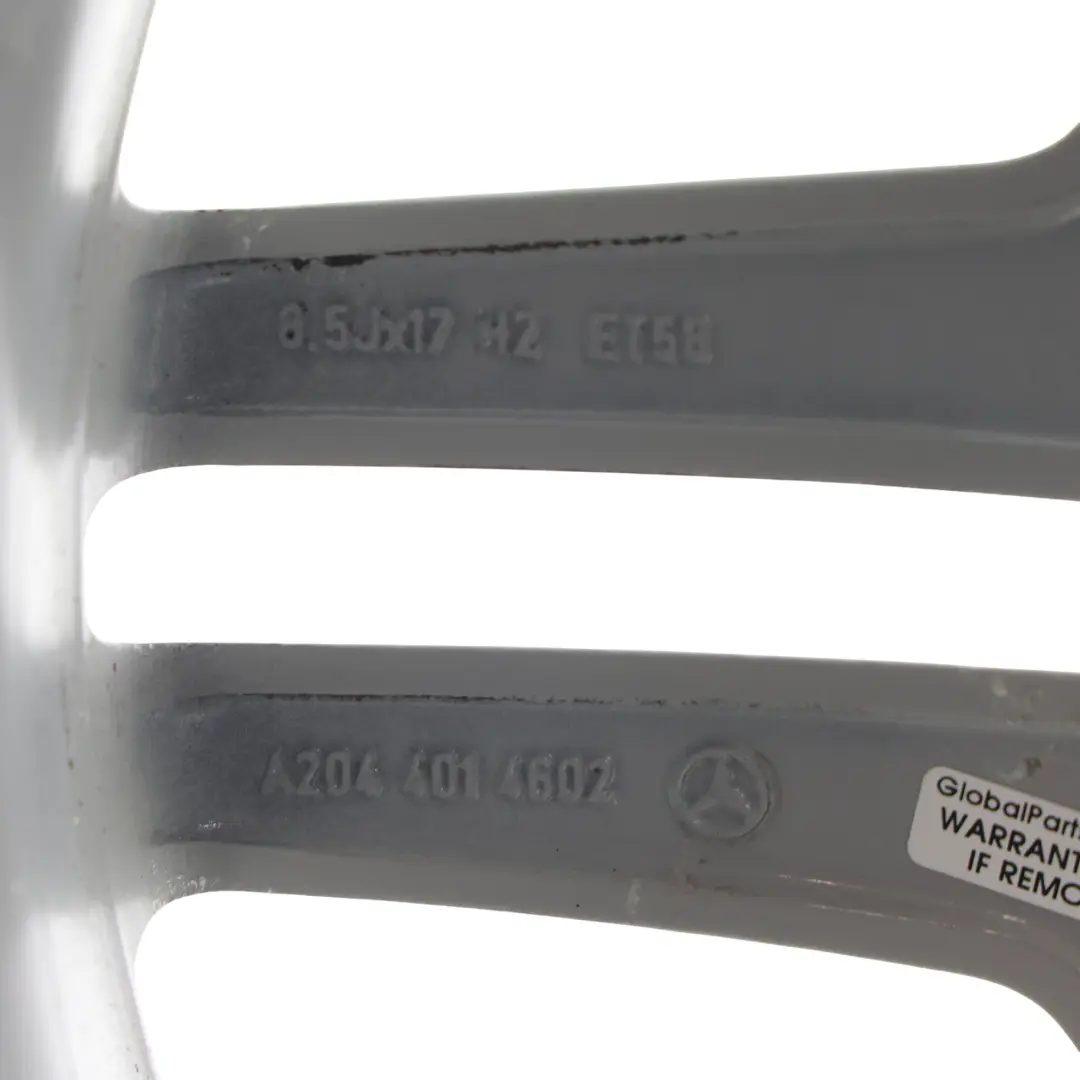 Mercedes C-Klasse W204 AMG Silber Alufelge Alu Felge 17" ET:58 8,5J - SKU A2044014602-1 - Teilenummer A2044014602