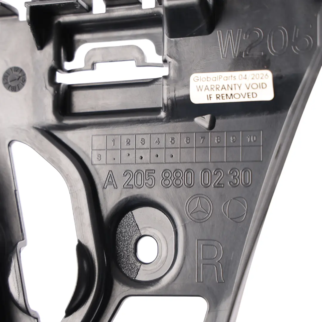 Mercedes W205 Rear Bumper Mount Bracket Support Guide Right O/S - SKU A2058800230 - Part number A2058800230