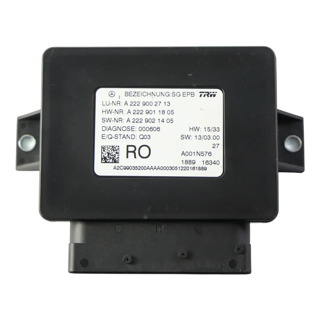 Parking Brake Control Module ECU to Mercedes W222 W205 Electric with Part number A2229002713 Mercedes W222 W205 Electric Parking Brake Control Module ECU - SKU A2229002713 - Part number A2229002713