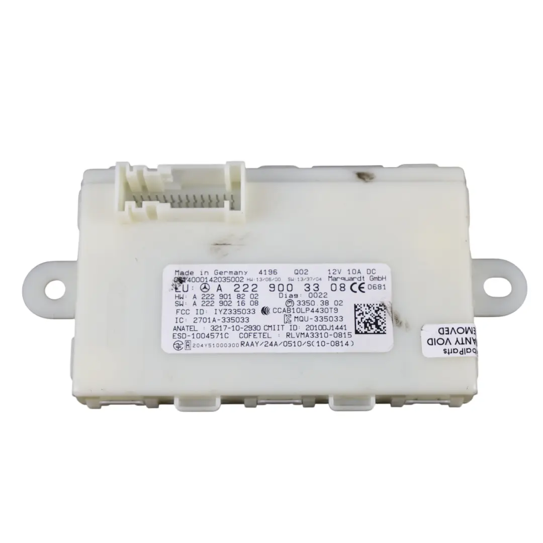 Mercedes W222 W205 S205 Keyless Entry Control Module ECU - SKU A2229003308 - Part number A2229003308