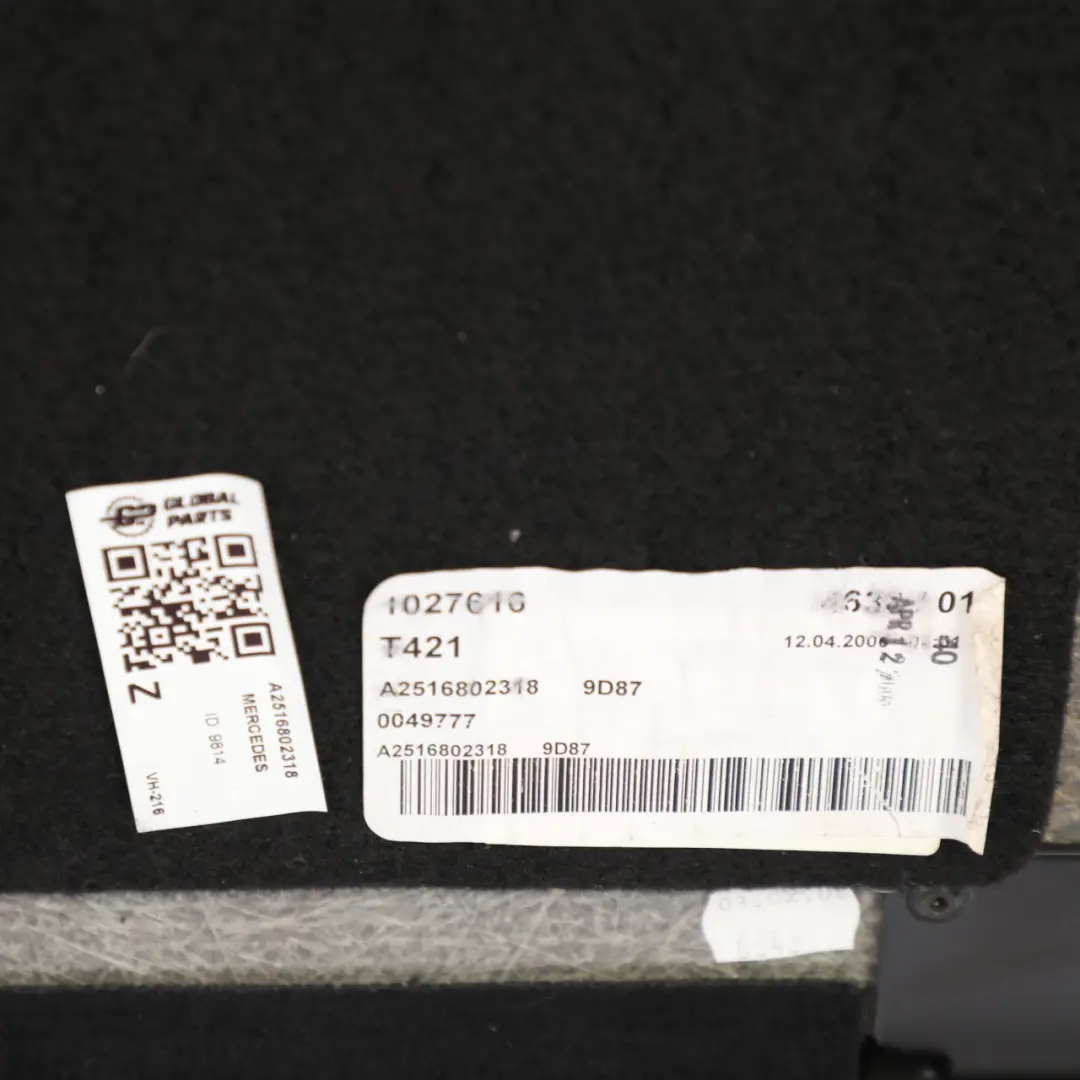 Boot Parcel Shelf Mat Black to Mercedes W251 Rear with Part number A2516802318 Mercedes W251 Rear Boot Parcel Shelf Mat Black - SKU A2516802318 - Part number A2516802318