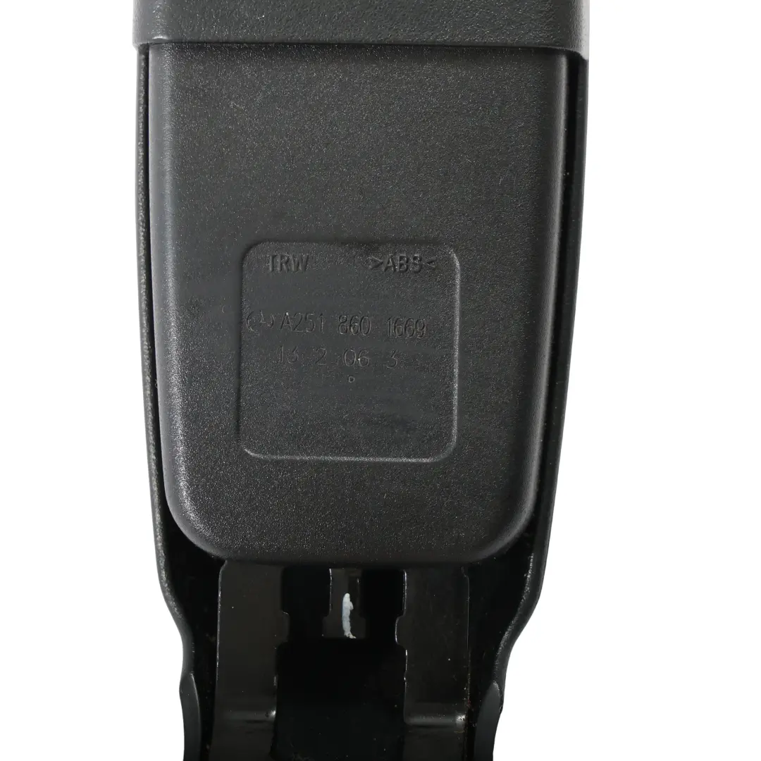 Belt Buckle Catch Clip Black Right O/S to Mercedes W251 Rear Seat with Part number A2518601669 Mercedes W251 Rear Seat Belt Buckle Catch Clip Black Right O/S - SKU A2518601669 - Part number A2518601669
