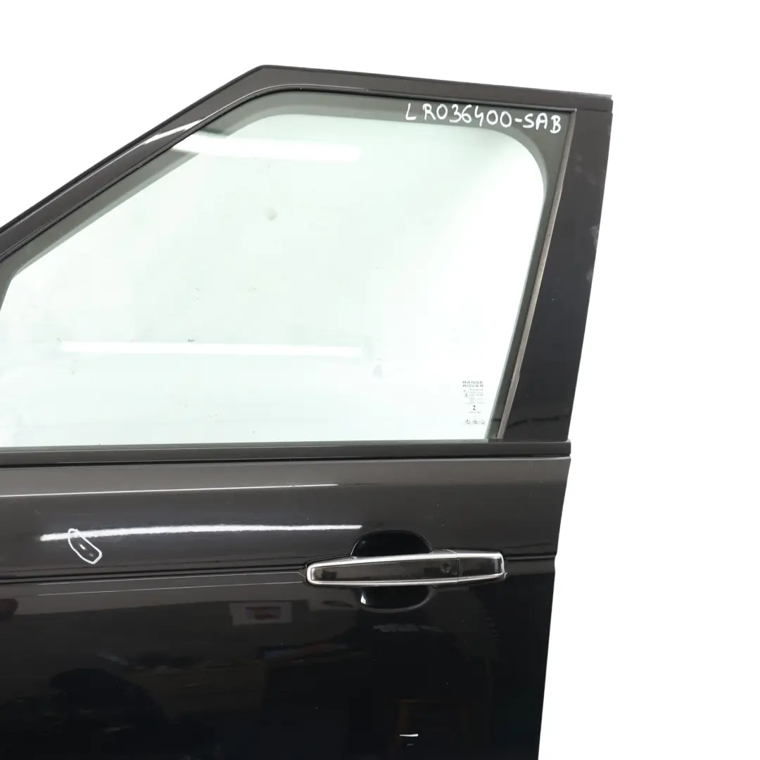 Door Front Left N/S Santorini Black - 820 to Range Rover L405 with Part number LR036400 Range Rover L405 Door Front Left N/S Santorini Black - 820 - SKU LR036400-SAB - Part number LR036400