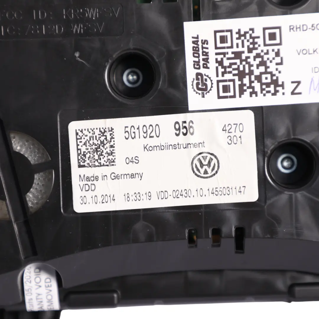 Volkswagen Golf Mk7 VII Instrument Cluster Clocks Petrol Manual - SKU RHD-5G1920956-1 - Part number 5G1920956