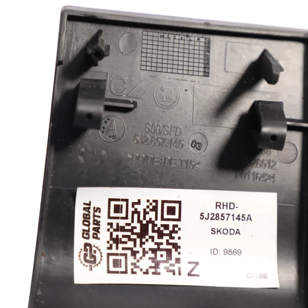 Skoda Fabia Mk2 5J Dashboard Dash Panel Dummy Cover Black - SKU RHD-5J2857145A - Part number 5J2857145A