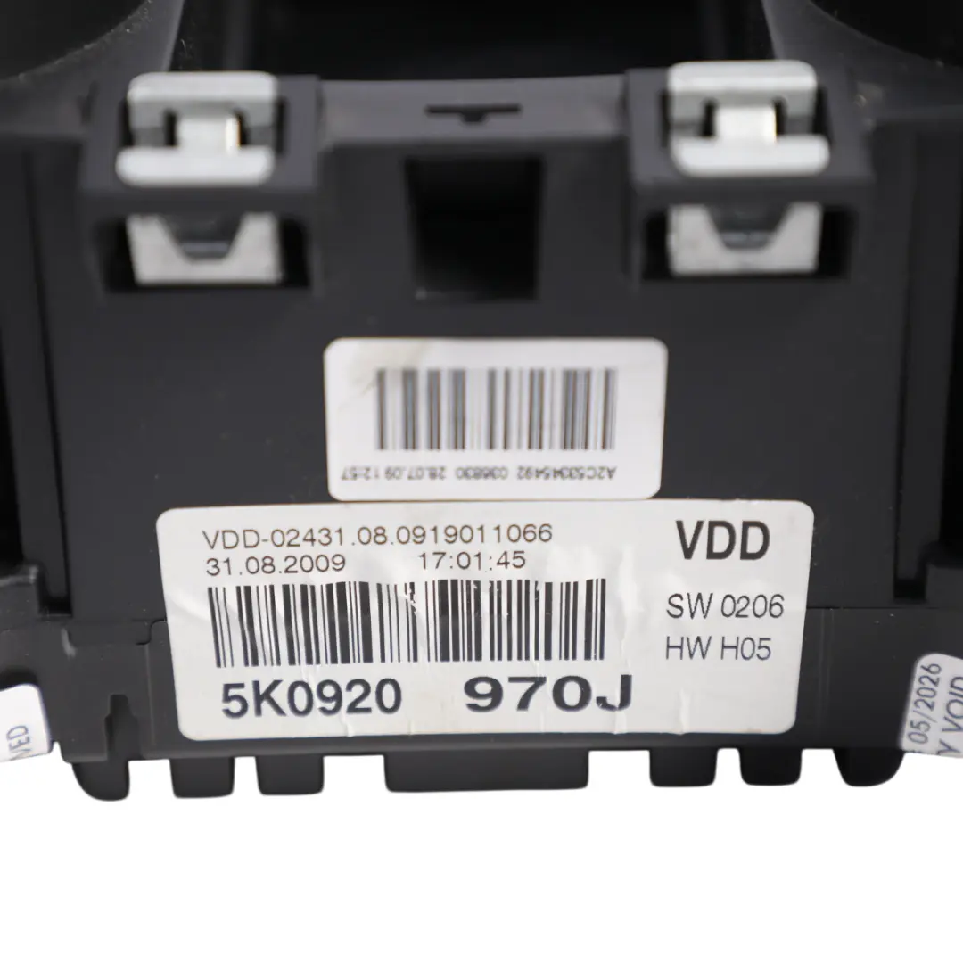 Volkswagen VW Golf Mk6 Instrument Cluster Speedometer 2.0 TDI Diesel - SKU RHD-5K0920970J - Part number 5K0920970J