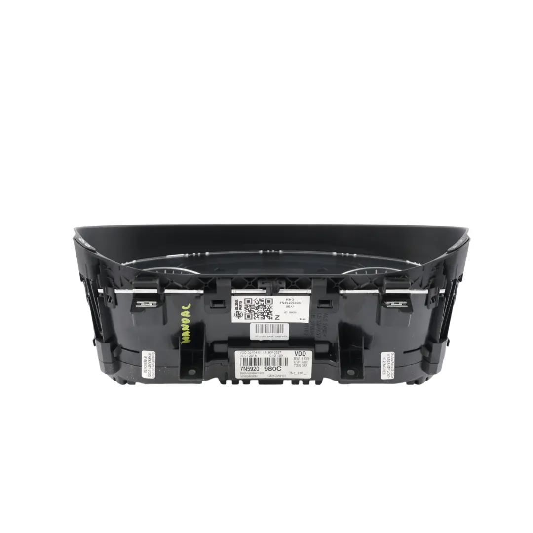 Seat Alhambra 7n Instrument Cluster Speedometer Clock Manual Diesel - SKU RHD-7N5920980C - Part number 7N5920980C
