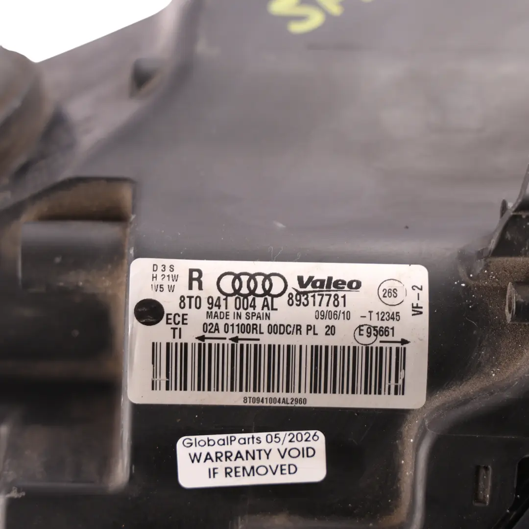 Audi A5 8T Front Headlight Headlamp Right O/S - SKU RHD-8T0941004AL-1 - Part number 8T0941004AL