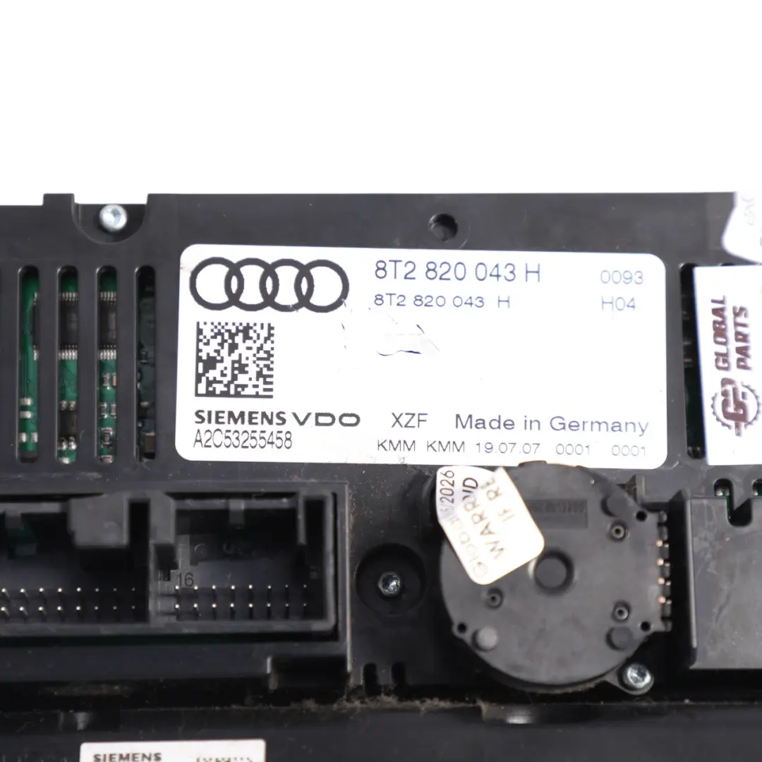 A/C Air Condition Heater Climate Control Switch Panel to Audi A5 8T with Part number 8T2820043H Audi A5 8T A/C Air Condition Heater Climate Control Switch Panel - SKU RHD-8T2820043H - Part number 8T2820043H