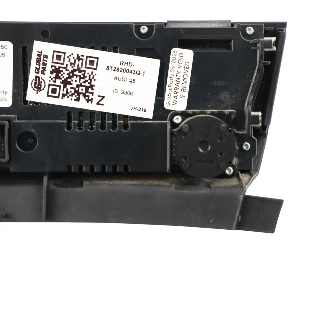 Audi A5 8T Q5 8R Heater Air Conditioning Control Switch Panel - SKU RHD-8T2820043Q-1 - Part number 8T2820043Q