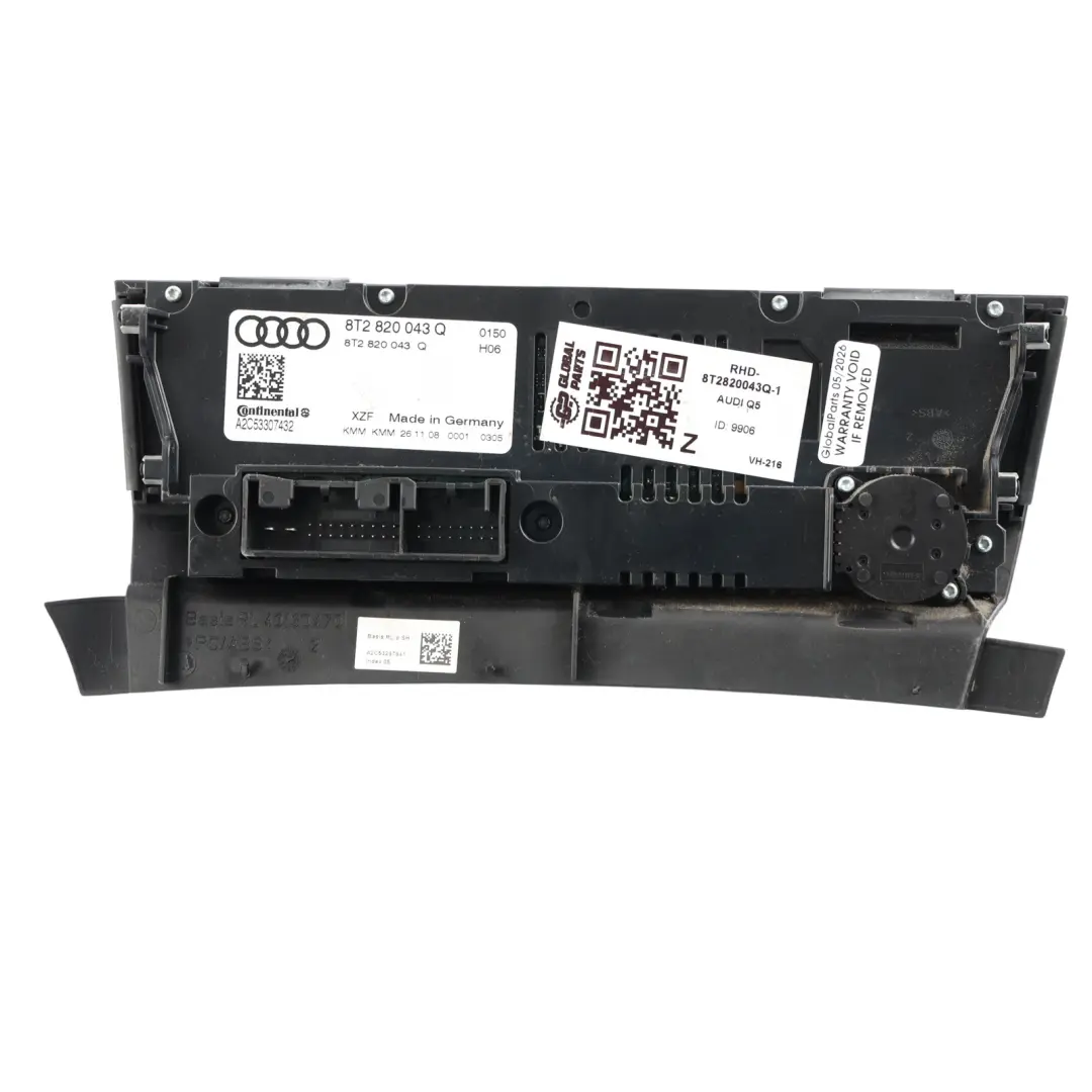 Audi A5 8T Q5 8R Heater Air Conditioning Control Switch Panel - SKU RHD-8T2820043Q-1 - Part number 8T2820043Q