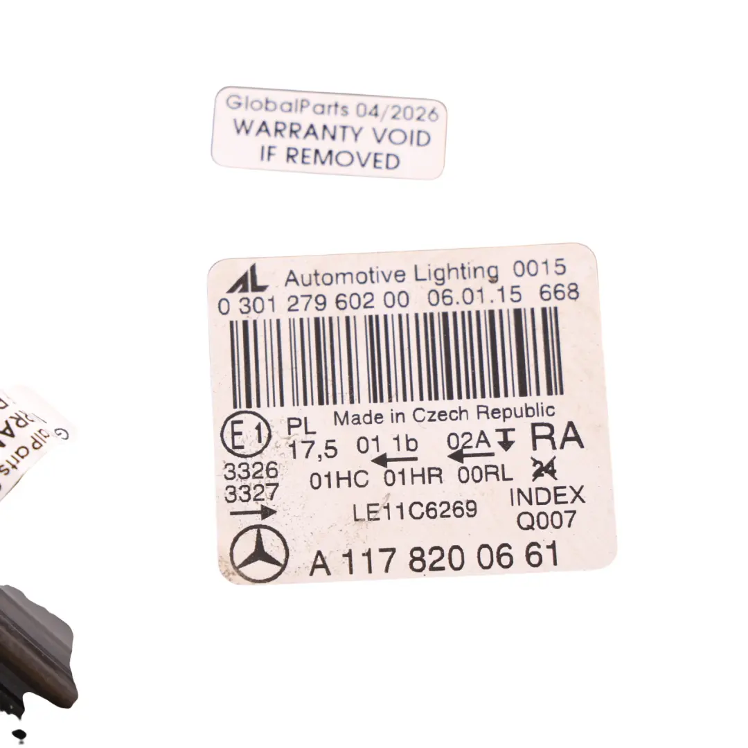 Front Headlight Light Lamp Unit Halogen Right O/S to Mercedes C117 with Part number A1178200661 Mercedes C117 Front Headlight Light Lamp Unit Halogen Right O/S - SKU RHD-A1178200661 - Part number A1178200661