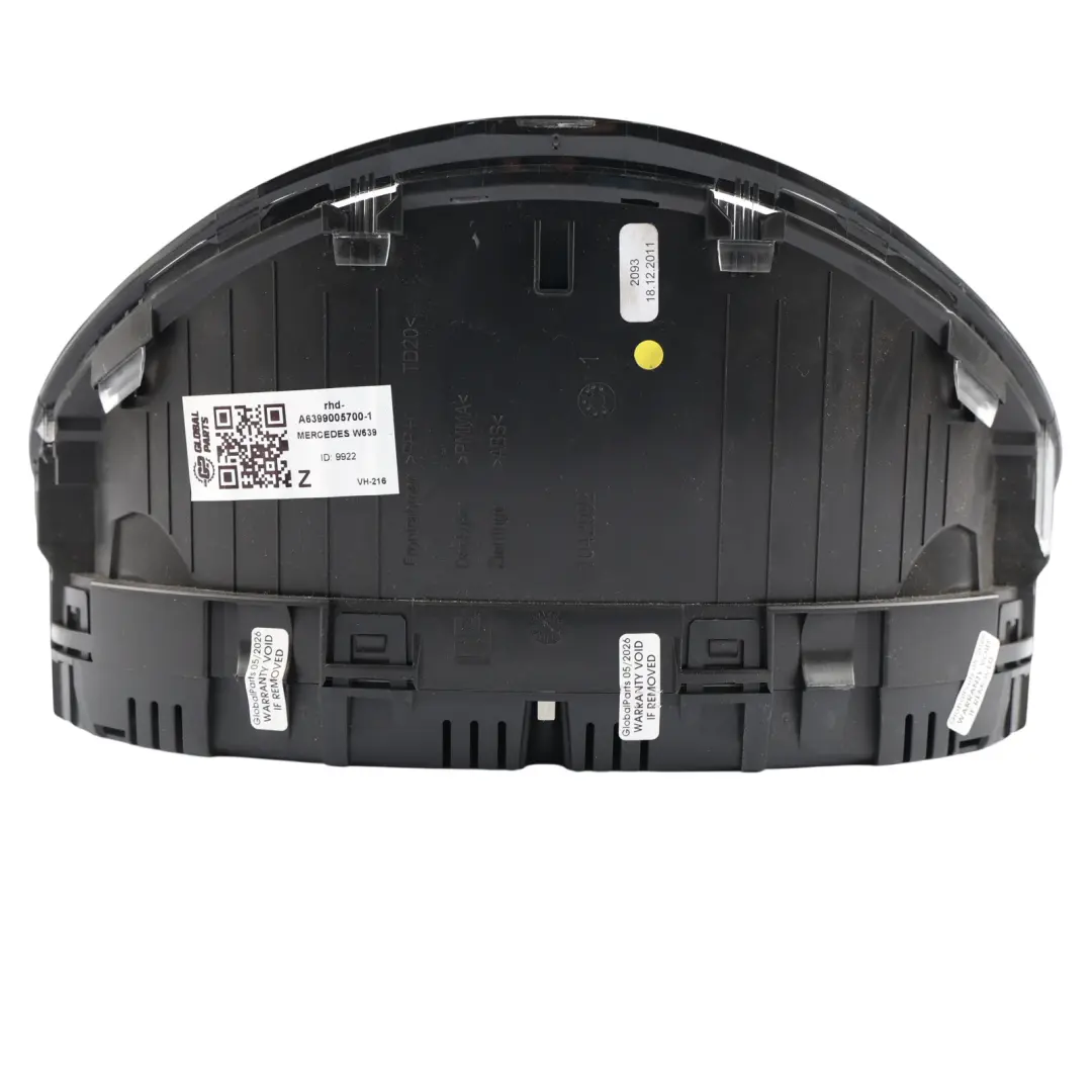 Mercedes W639 Vito Instrument Cluster Speedo Clocks Manual Diesel - SKU RHD-A6399005700-1 - Part number A6399005700