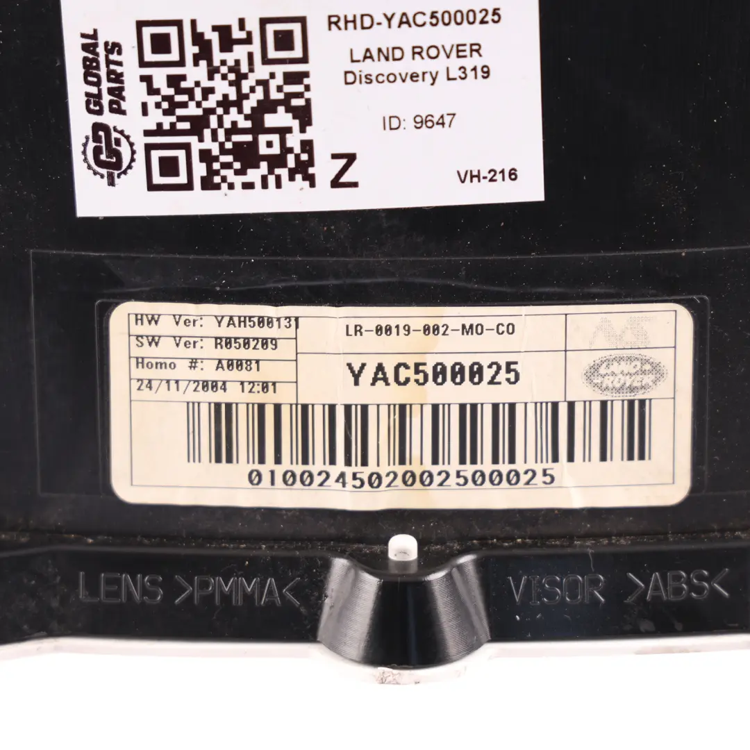 Land Rover Discovery 3 L319 Instrument Cluster Clocks Diesel Automatic - SKU RHD-YAC500025 - Part number YAC500025