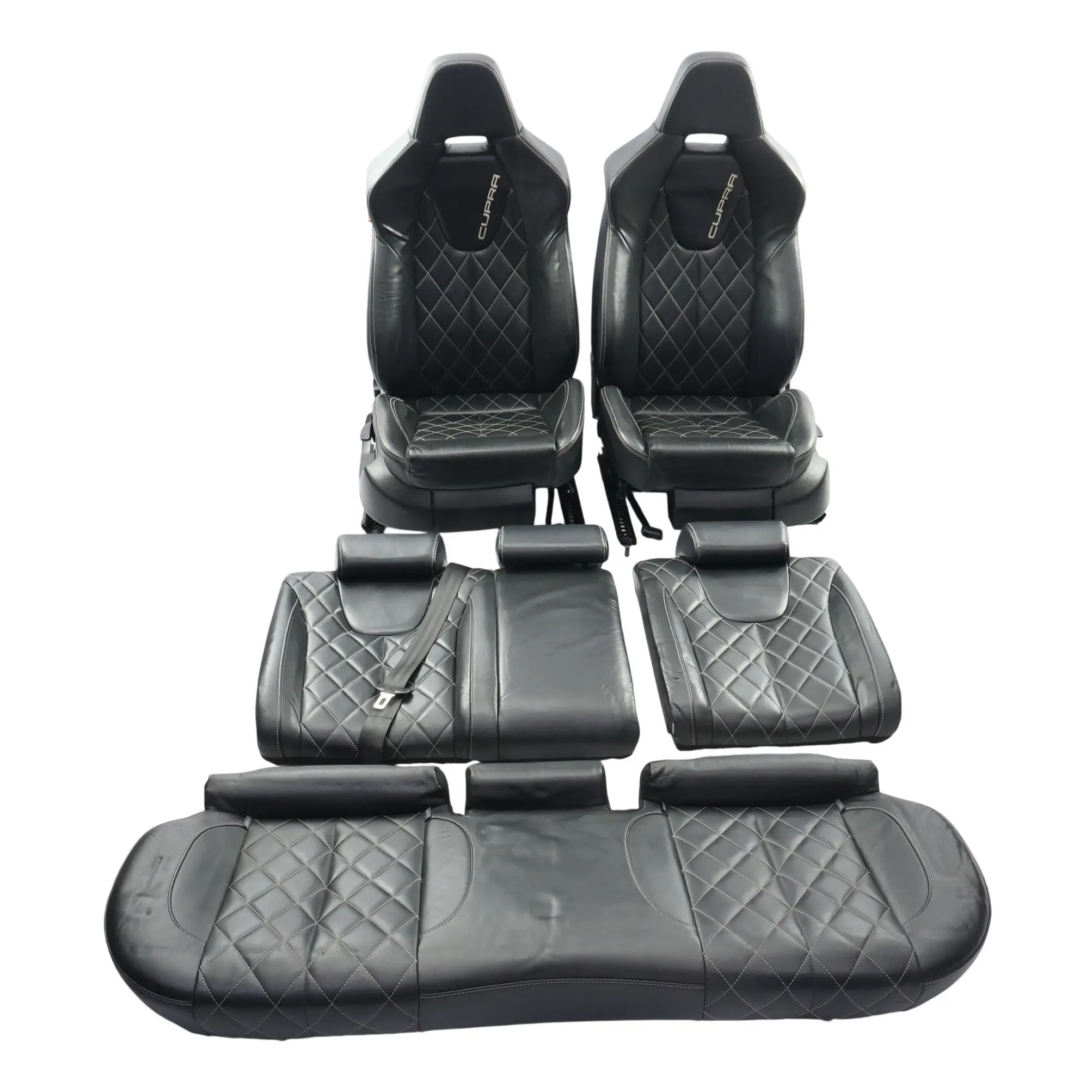 Seat Leon Cupra MK2 Sitze Vorne Hinten Sitzbank Schwarz Leder SET
