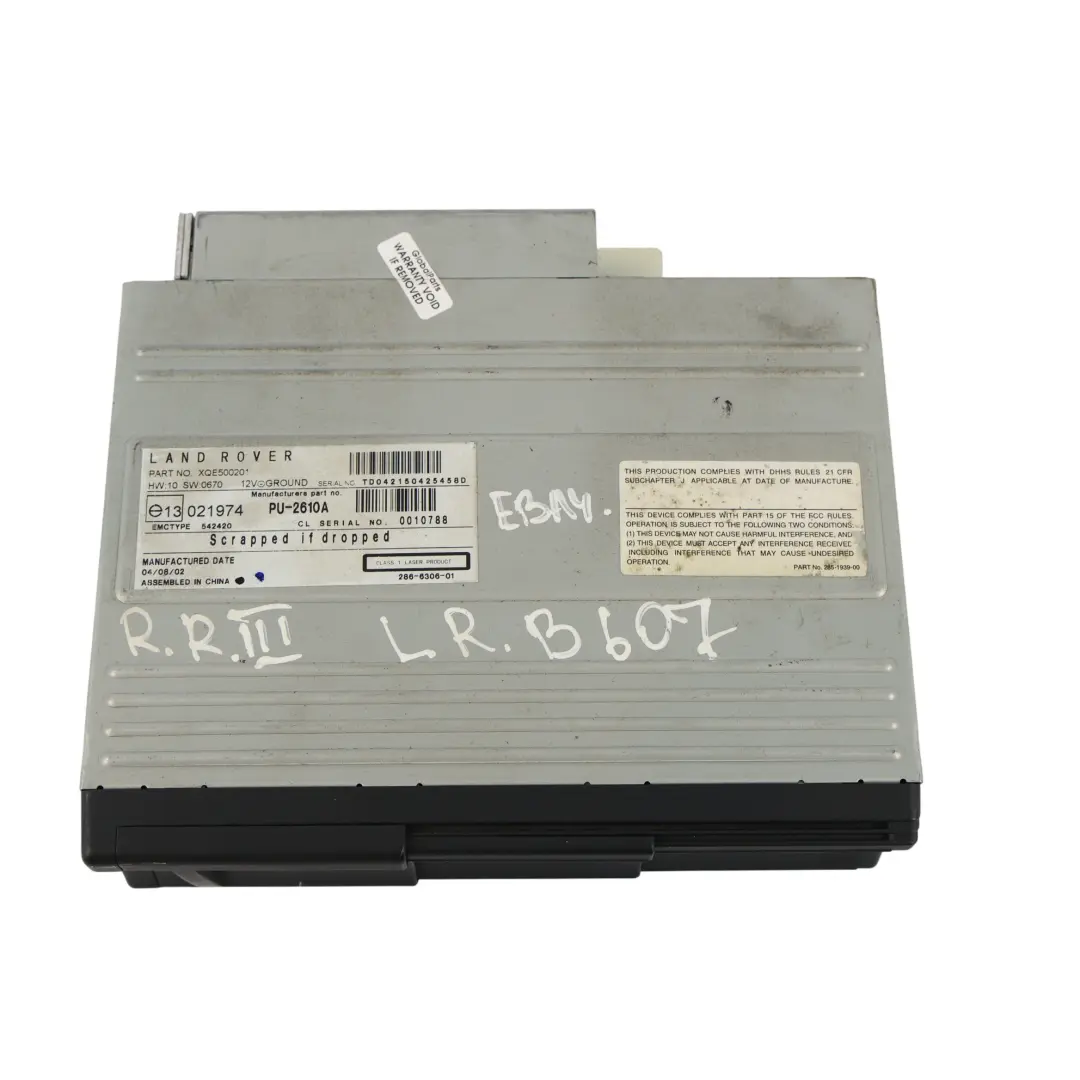 Land Rover Range Rover L322 CD Multi Changer 6 Disc Clarion Dashboard - SKU XQE500201 - Part number XQE500201