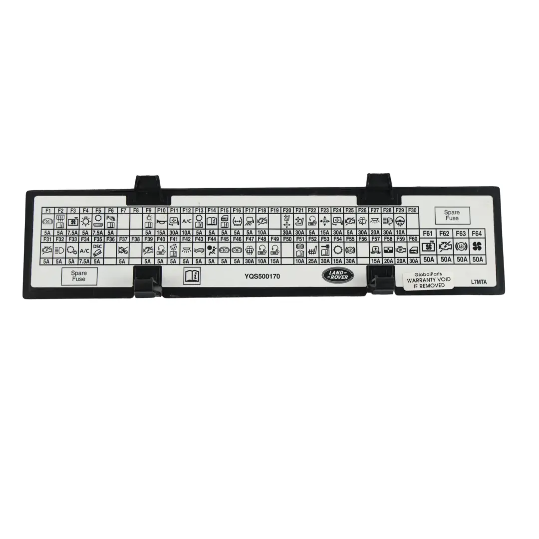 Couvercle Boîtier Fusibles Panneau pour Range Rover L322 à propos du numéro de pièce YQS500170 Range Rover L322 Couvercle Boîtier Fusibles Panneau - SKU YQS500170 - Numéro de pièce YQS500170