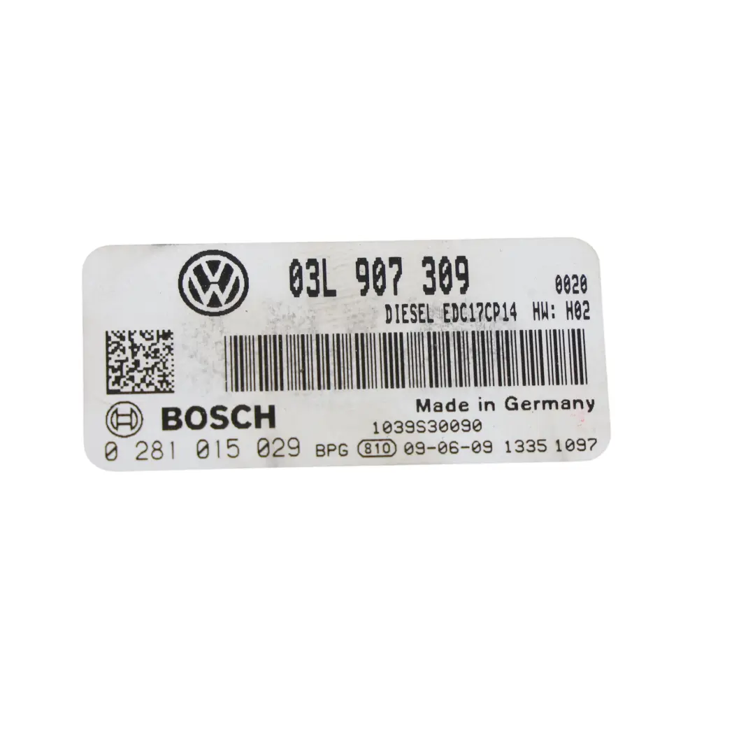 Volkswagen Crafter 2.0 TDI CBAB 140HP Motor Steuergerät ECU Automatik - SKU 03L907309-1 - Teilenummer 03L907309