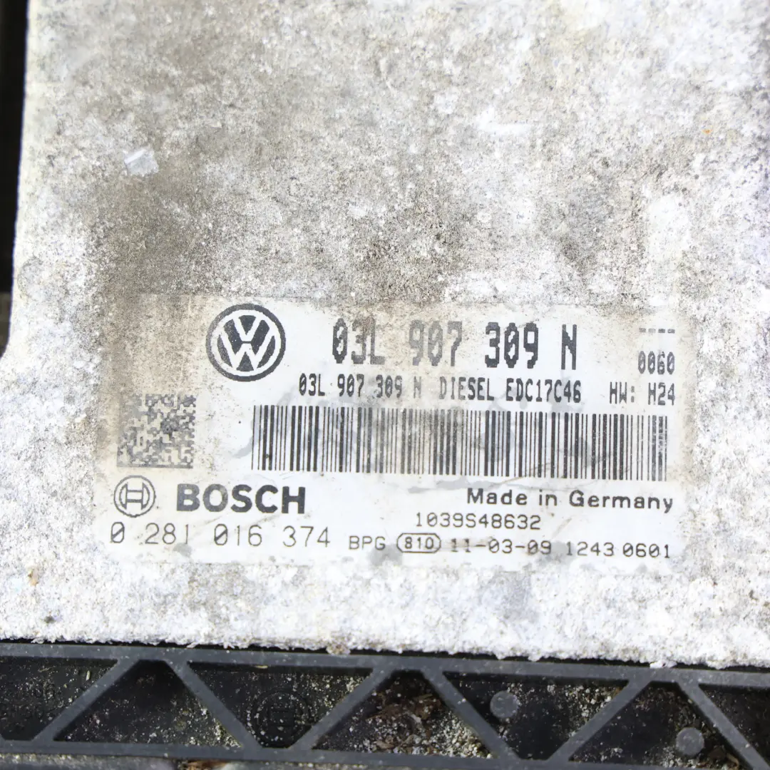 Volkswagen Passat B7 Sterownik ECU 140KM CFFB 2.0 TDi SET - SKU 03L907309N-2 - Numer Części 03L907309N