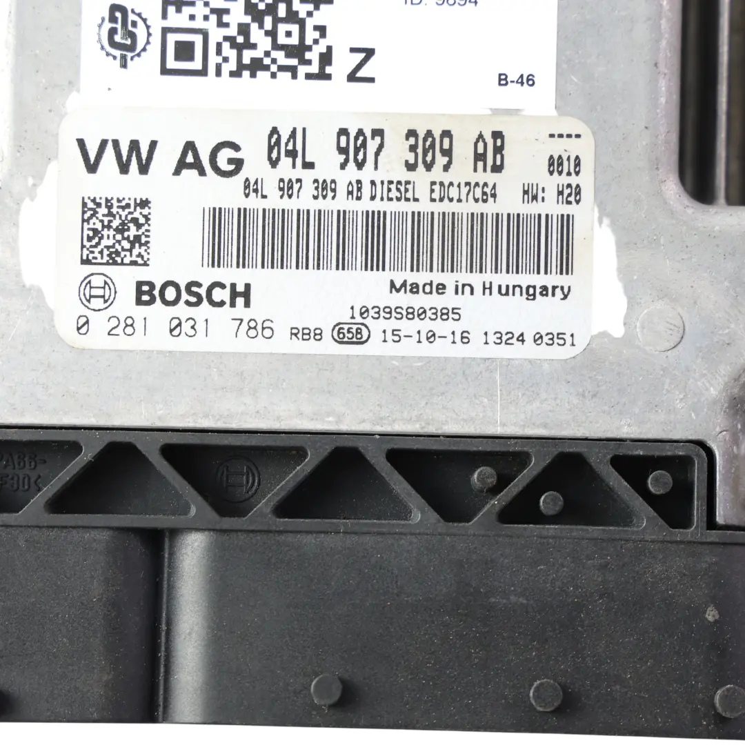 Audi Q3 8U Quattro ECU 2.0 TDI DFUA 184HP Manual - SKU 04L907309AB-5 - Número de pieza 04L907309AB