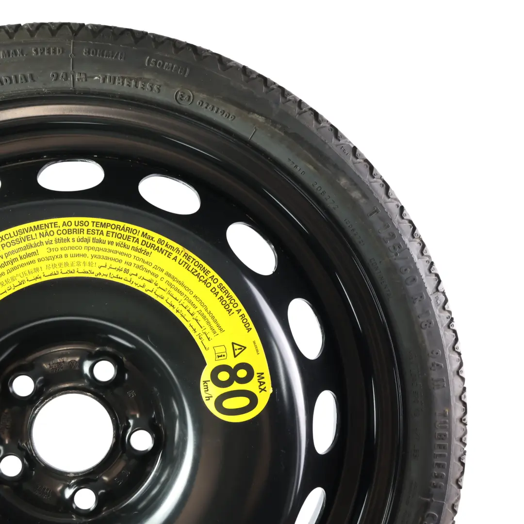 Audi TT 8N VW Golf Mk4 Steel Spare Wheel Tyre R18 3.5J ET:38 125/60 - SKU 1J0601027M-1 - Part number 1J0601027M