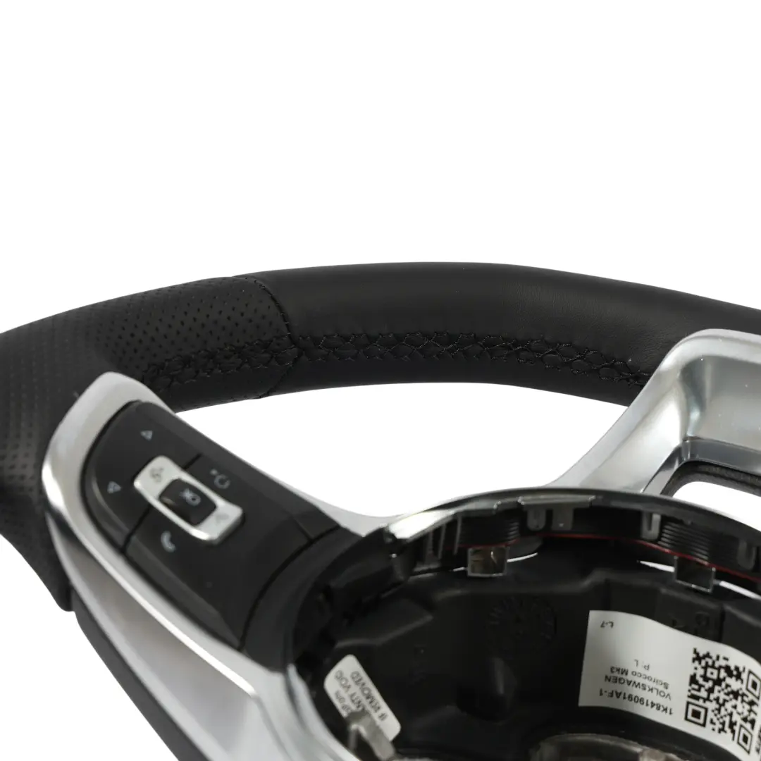 Volkswagen Scirocco Steering Wheel NEW Black Leather Flat Bottom - SKU 1K8419091AF-1 - Part number 1K8419091AF