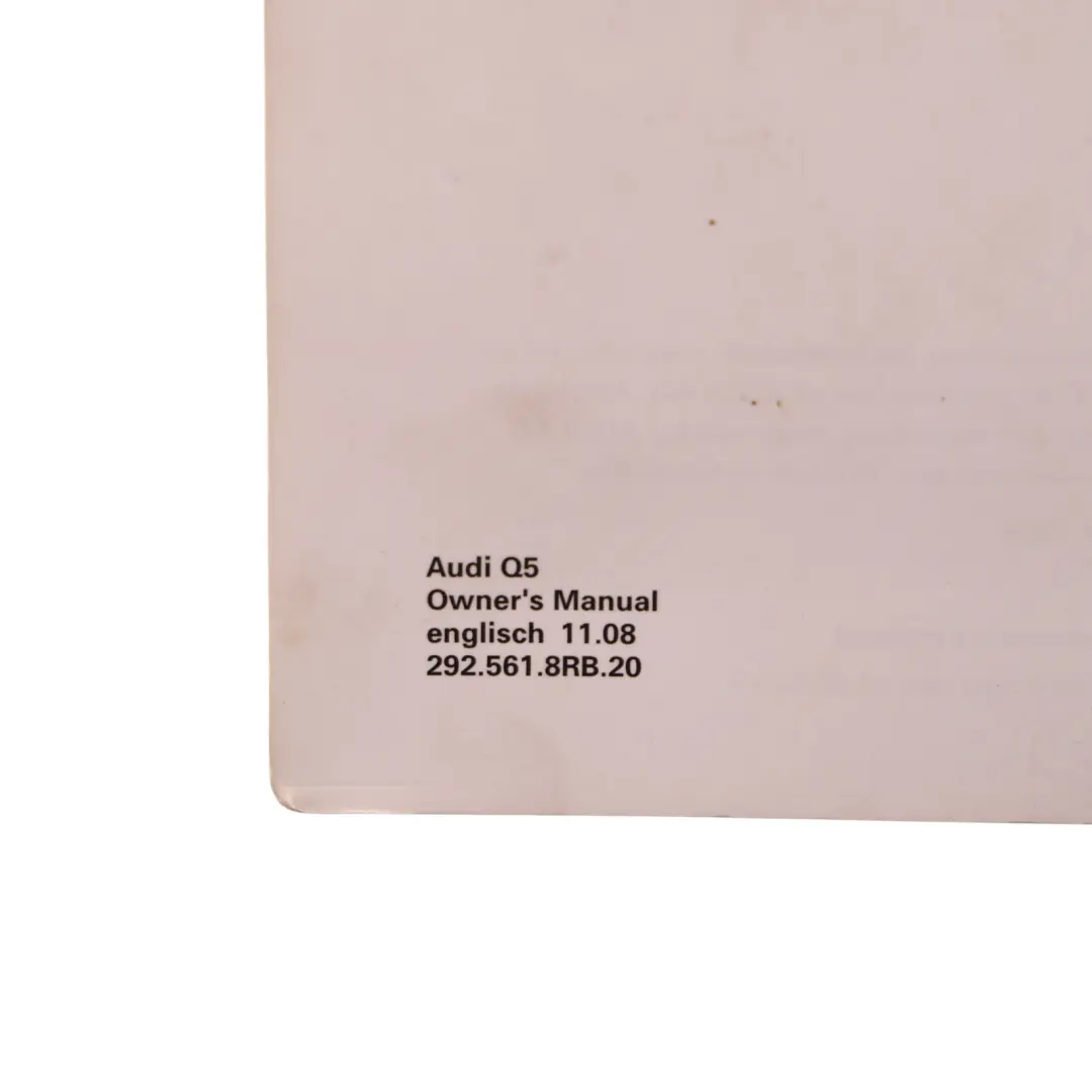 Audi Q5 8R Owner's Handook Manual Guide Quick Reference Warranty - SKU 2925618RB20 - Part number 2925618RB20