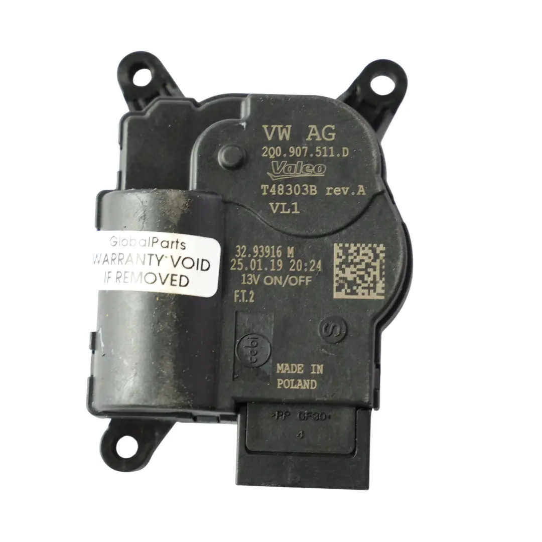 Volkswagen Golf Mk8 Polo Mk6 Air Flap Motor Actuator Heater Blower - SKU 2Q0907511D-2 - Part number 2Q0907511D