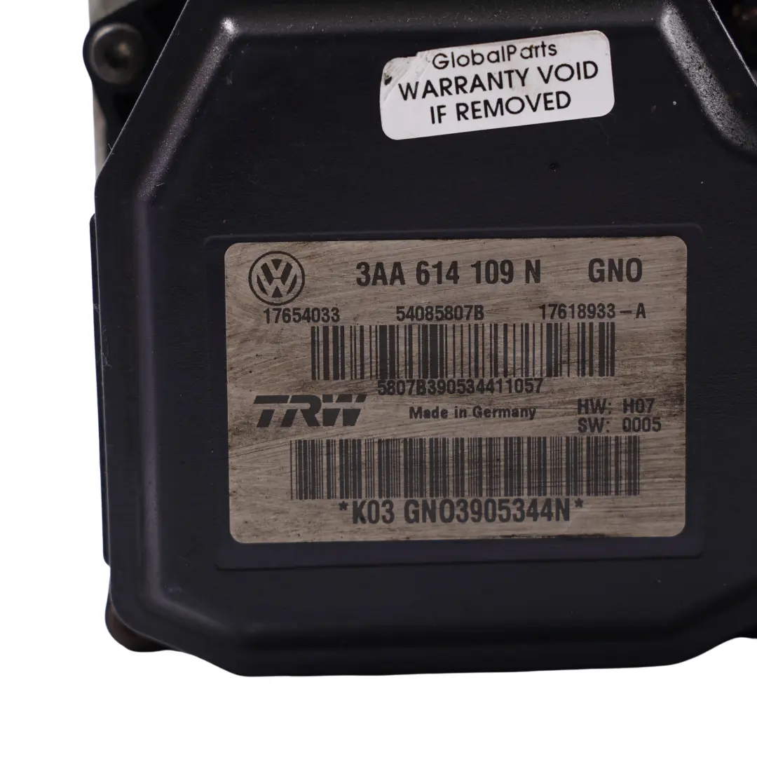 Volkswagen Passat B7 ABS Pumpe Bremssteuergerät Modul - SKU 3AA614109N - Teilenummer 3AA614109N