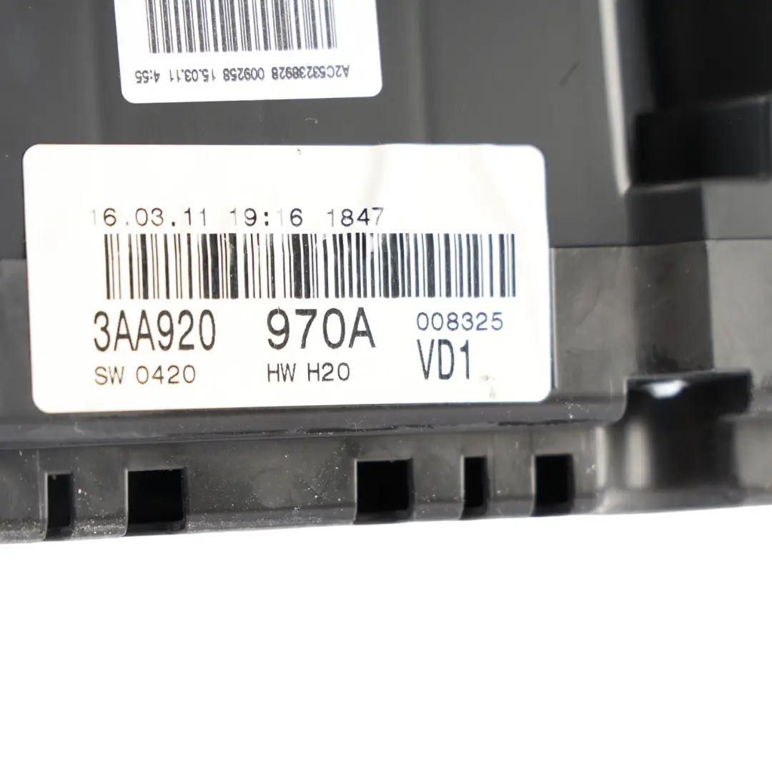 Instrument Cluster Speedo Clocks Diesel Manual to Volkswagen Passat B7 with Part number 3AA920970A Volkswagen Passat B7 Instrument Cluster Speedo Clocks Diesel Manual - SKU 3AA920970A - Part number 3AA920970A