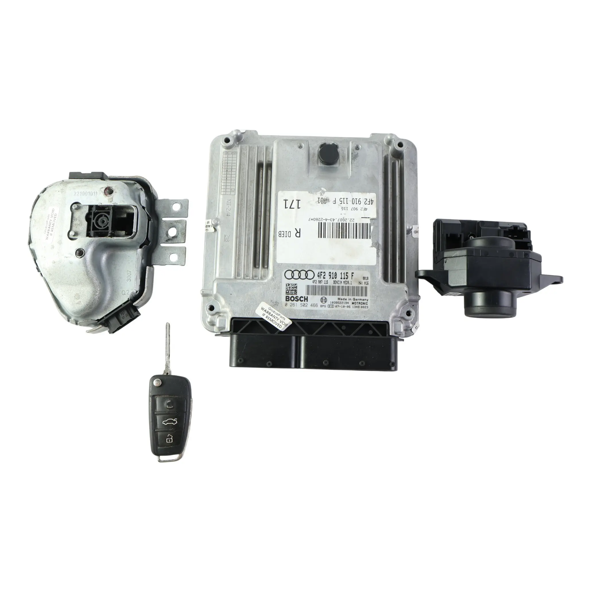 Audi A6 C6 2.0 TFSI BPJ 170HP Engine ECU Kit 4F2910115B Ignition + Key Manual