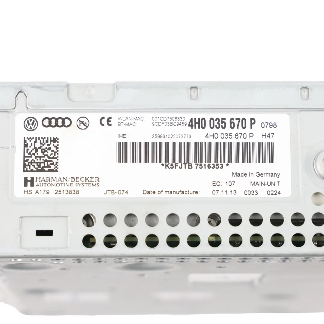 Audi A8 S8 4H A8 D4 Sterownik MMI 3G+ Nawigacja Bluetooth - SKU 4H0035670P - Numer Części 4H0035670P
