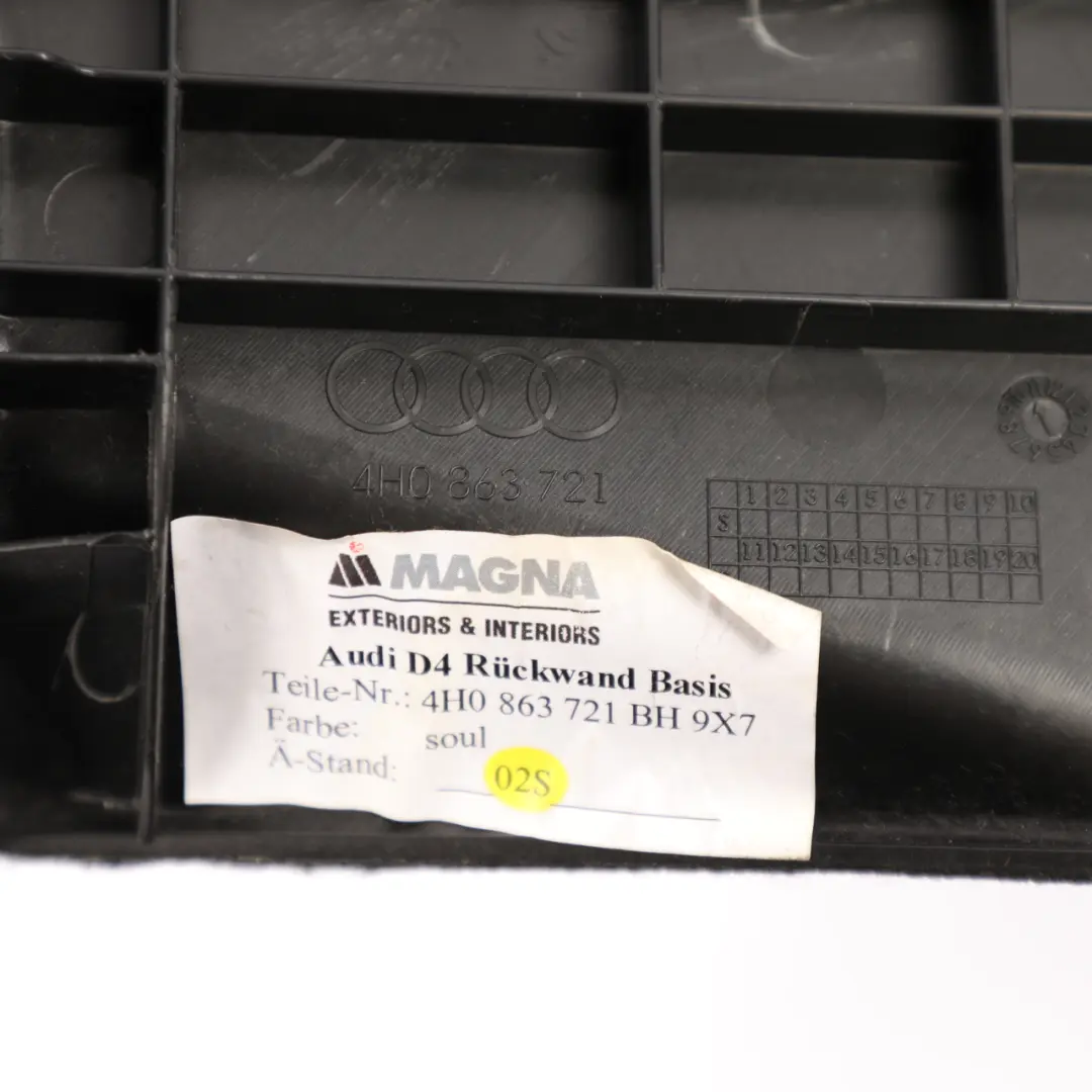 Audi A8 S8 4H A8 D4 Trunk Boot Luggage Compartment Trim Cover Panel 4H0863721 - SKU 4H0863721BH - Part number 4H0863721BH
