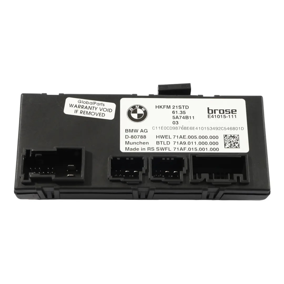 G68 G70 U06 X2 U10 X1 U11 Módulo Control Elevación Portón ECU para BMW G60 con número de pieza 5A74B11 BMW G60 G68 G70 U06 X2 U10 X1 U11 Módulo Control Elevación Portón ECU - SKU 5A74B11 - Número de pieza 5A74B11
