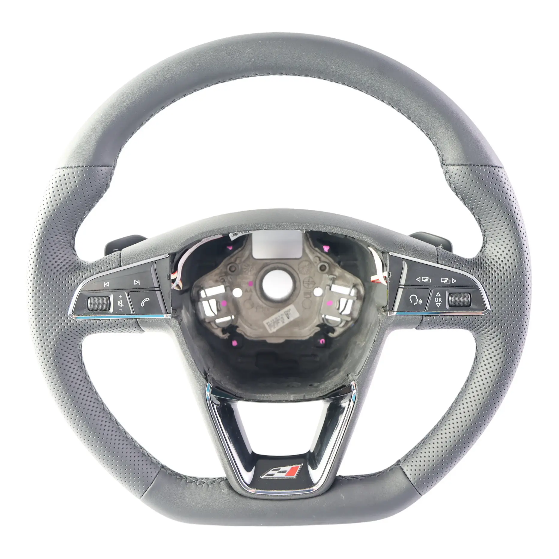 Seat Leon MK3 5F FR Steering Wheel NEW Black Leather Flat Bottom 5F0419091E