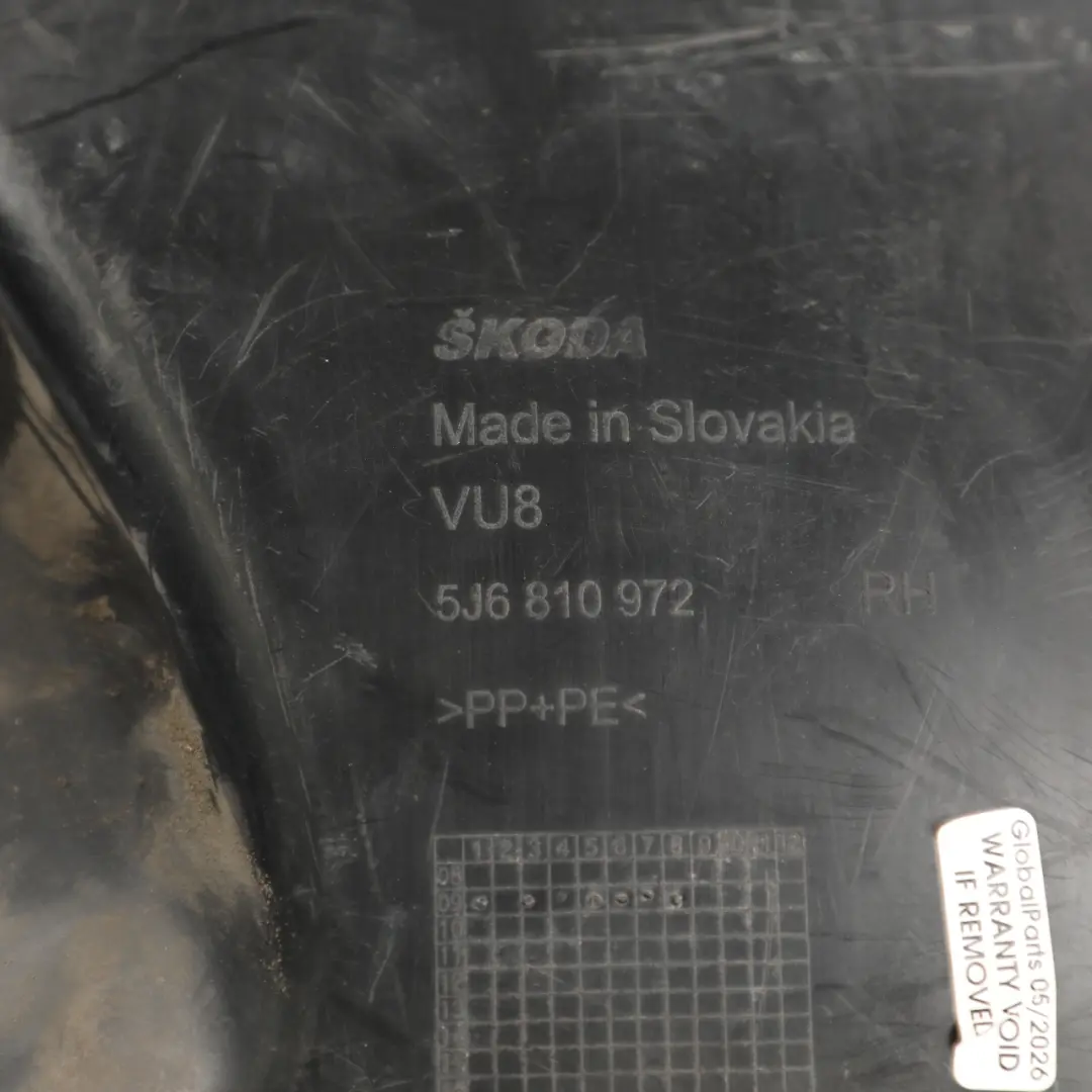 Skoda Fabia Mk2 Wheel Arch Cover Liner Splash Guard Rear Right O/S - SKU 5J6810972 - Part number 5J6810972