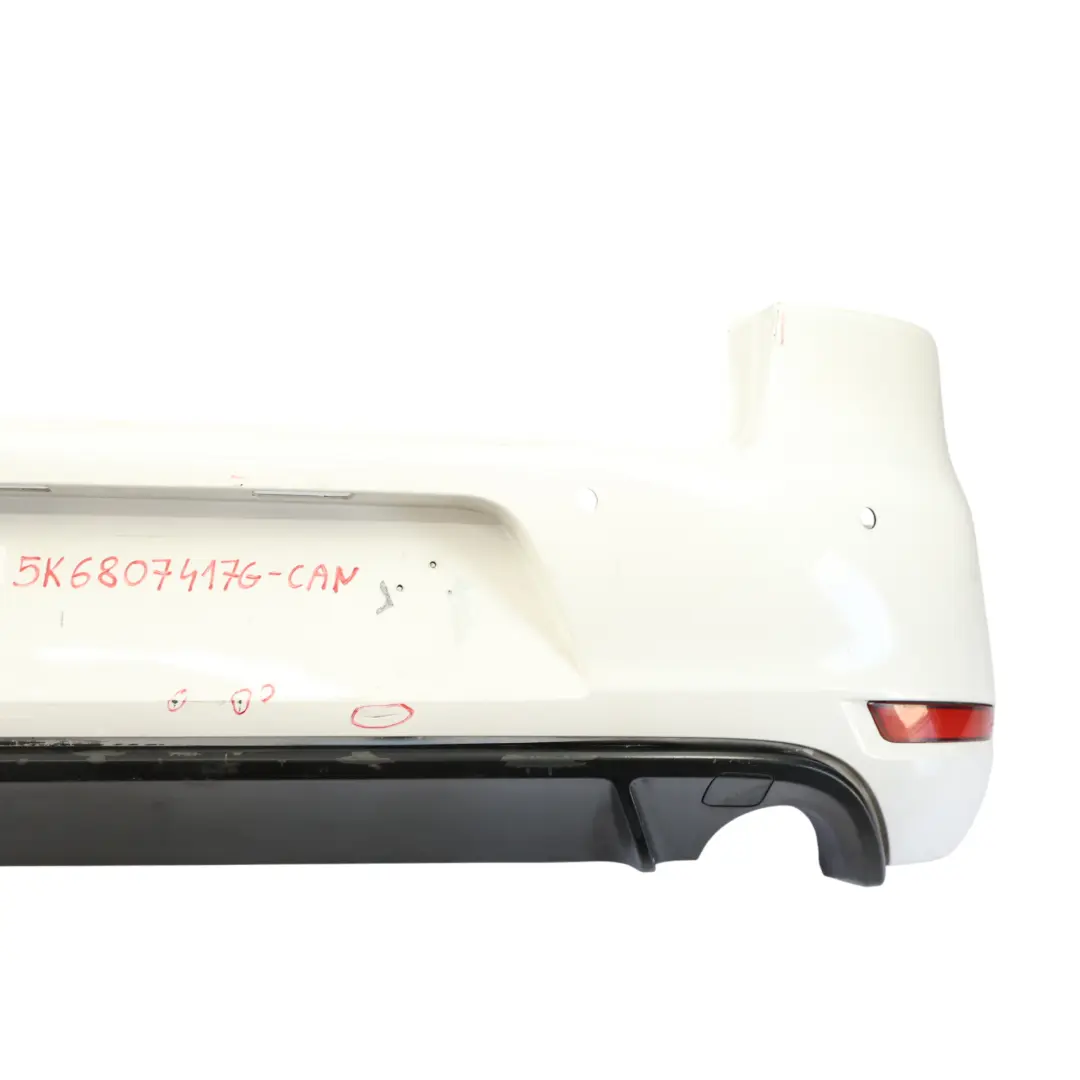 Volkswagen VW Golf Mk6 GTI Zderzak Tylny Candy White Biały - B9A - SKU 5K6807417G-CAN - Numer Części 5K6807417G