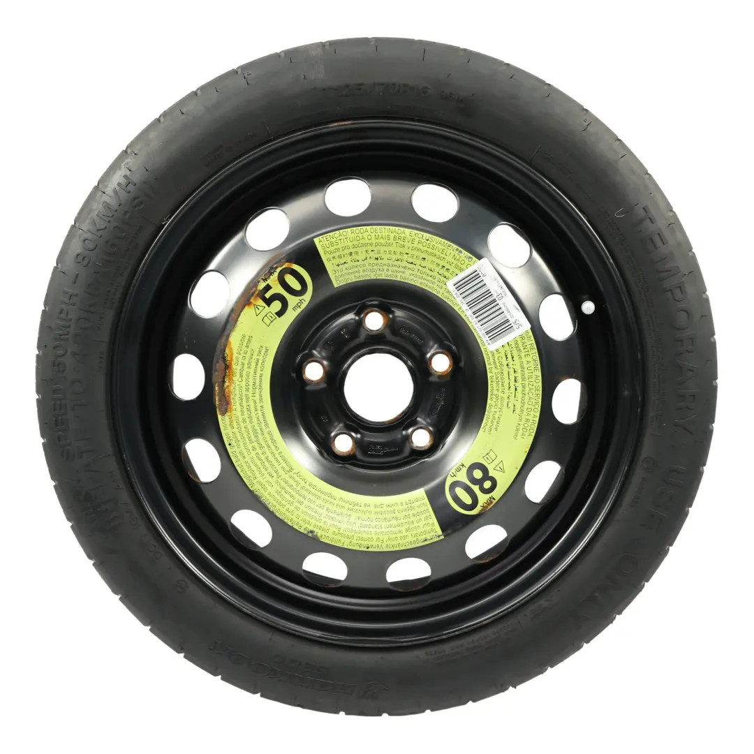 Volkswagen Golf Mk7 Roue Secours Acier R16 Hankook 3.5J ET: 25.5 - SKU 5Q0601027BJ-1 - Numéro de pièce 5Q0601027BJ