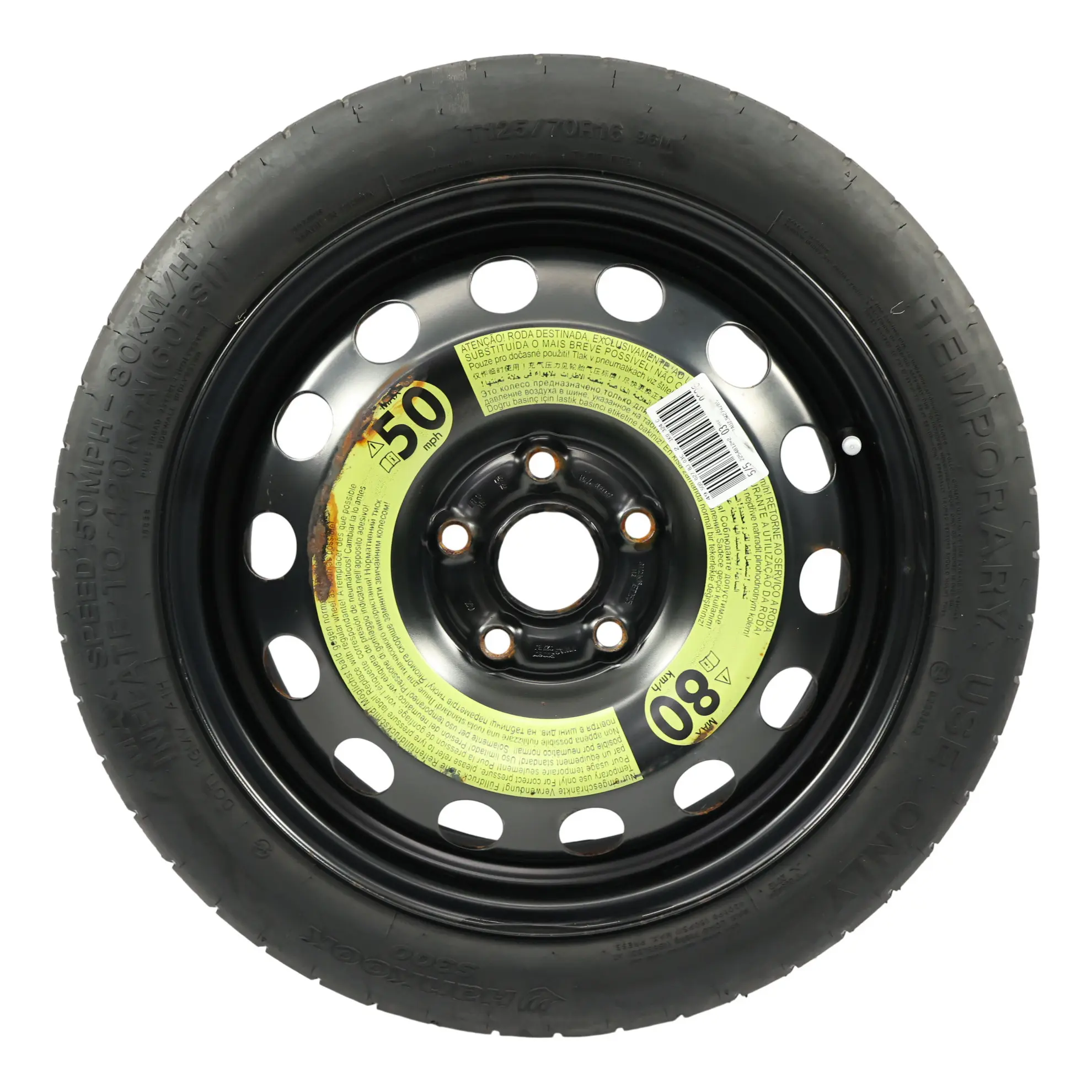 Volkswagen Golf Mk7 Ruota Scorta Acciaio R16 Hankook 3.5J ET: 25.5 5Q0601027BJ