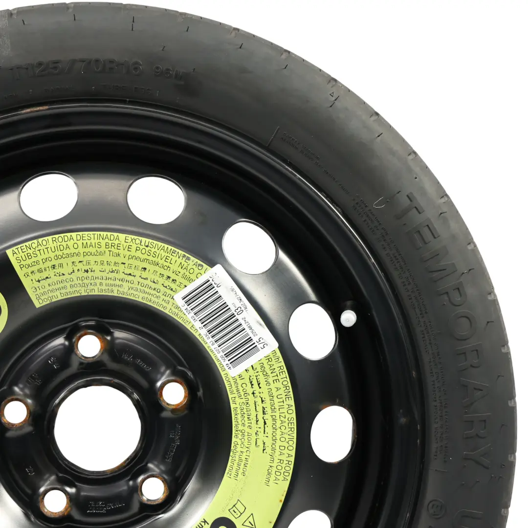Volkswagen Golf Mk7 Rueda Repuesto R16 Hankook 3.5J ET: 25.5 - SKU 5Q0601027BJ-1 - Número de pieza 5Q0601027BJ