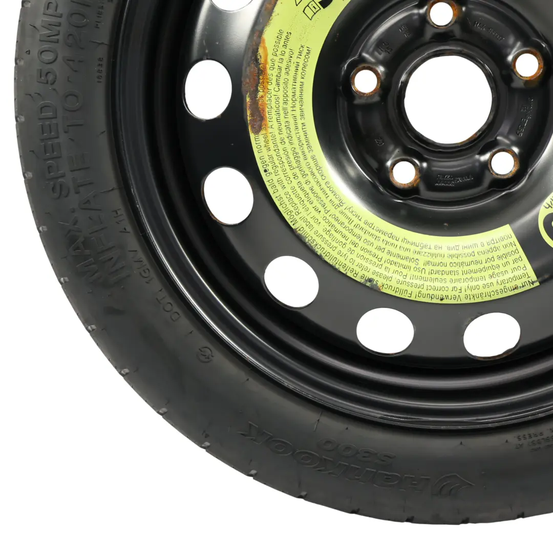 Volkswagen Golf Mk7 Ruota Scorta Acciaio R16 Hankook 3.5J ET: 25.5 - SKU 5Q0601027BJ-1 - Numero di parte 5Q0601027BJ
