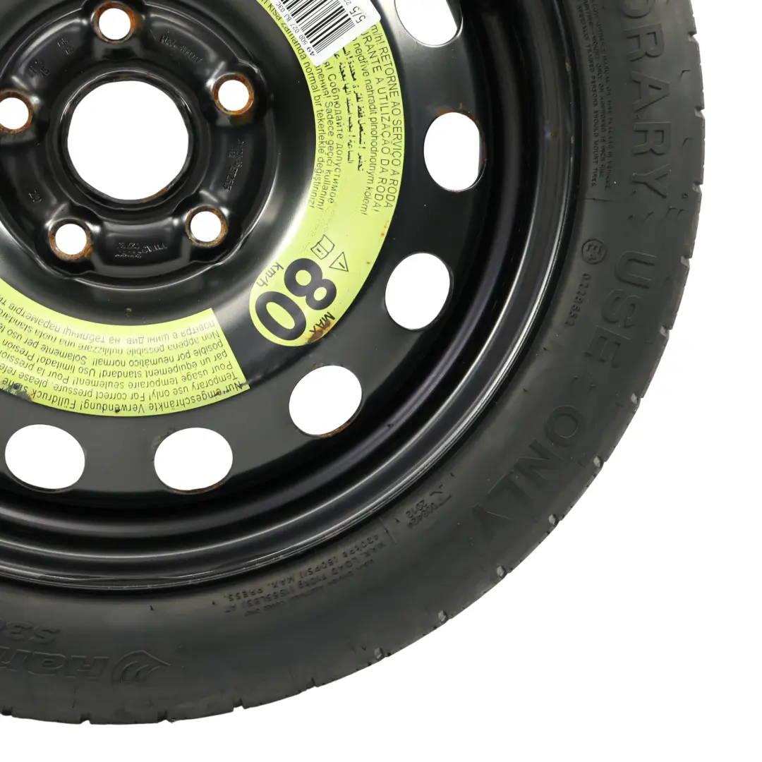 Ruota Scorta Acciaio R16 Hankook 3.5J ET: 25.5 per Volkswagen Golf Mk7 con numero di parte 5Q0601027BJ Volkswagen Golf Mk7 Ruota Scorta Acciaio R16 Hankook 3.5J ET: 25.5 - SKU 5Q0601027BJ-1 - Numero di parte 5Q0601027BJ