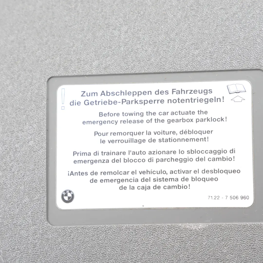 BMW E65 Werkzeugkasten Hinten Kofferraum Heckklappe Innenraum Grau - SKU 6755243 - Teilenummer 6755243