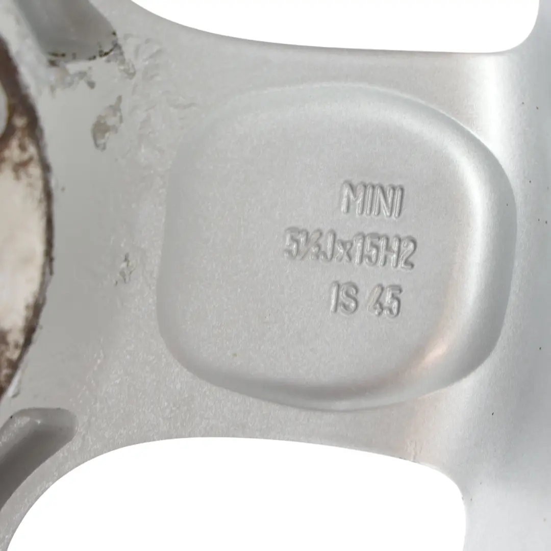 Alloy Rim 15" 5-Start Spooler 100 to Mini Cooper One R50 R56 Silver Wheel with Part number 6768498 Mini Cooper One R50 R56 Silver Wheel Alloy Rim 15" 5-Start Spooler 100 - SKU 6768498-4 - Part number 6768498