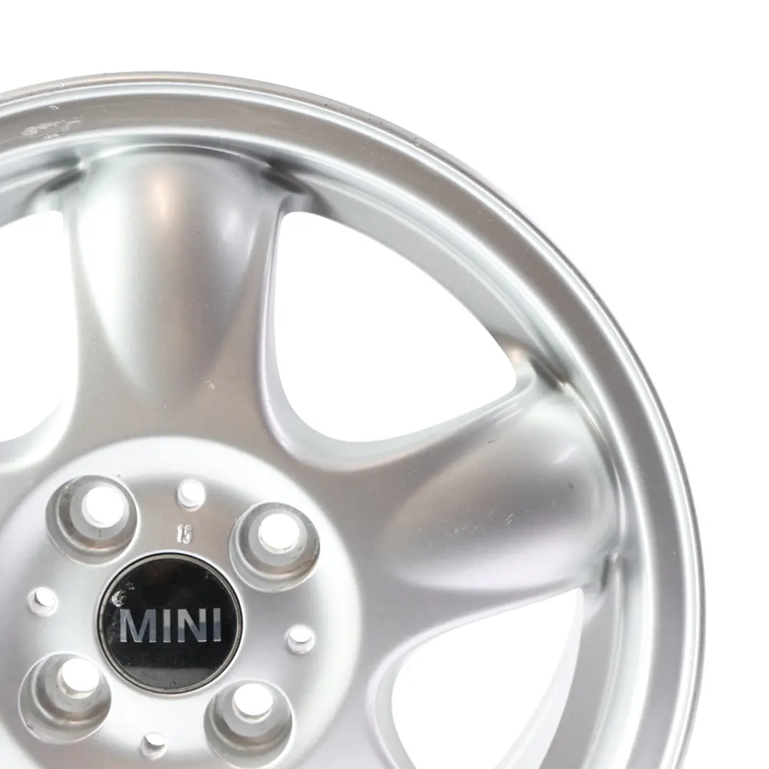 Argento Cerchio in lega 15" 5,5J ET:45 5-Start Spooler 100 per Mini Cooper R50 R56 con numero di parte 6768498 Mini Cooper R50 R56 Argento Cerchio in lega 15" 5,5J ET:45 5-Start Spooler 100 - SKU 6768498-7 - Numero di parte 6768498